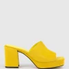Tilla90 Platform Slide In Yellow Suede
