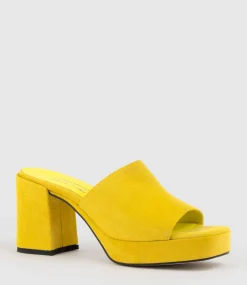 Tilla90 Platform Slide In Yellow Suede