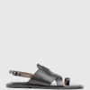 Tori Detailed Toe Thong With Backstrap In Black