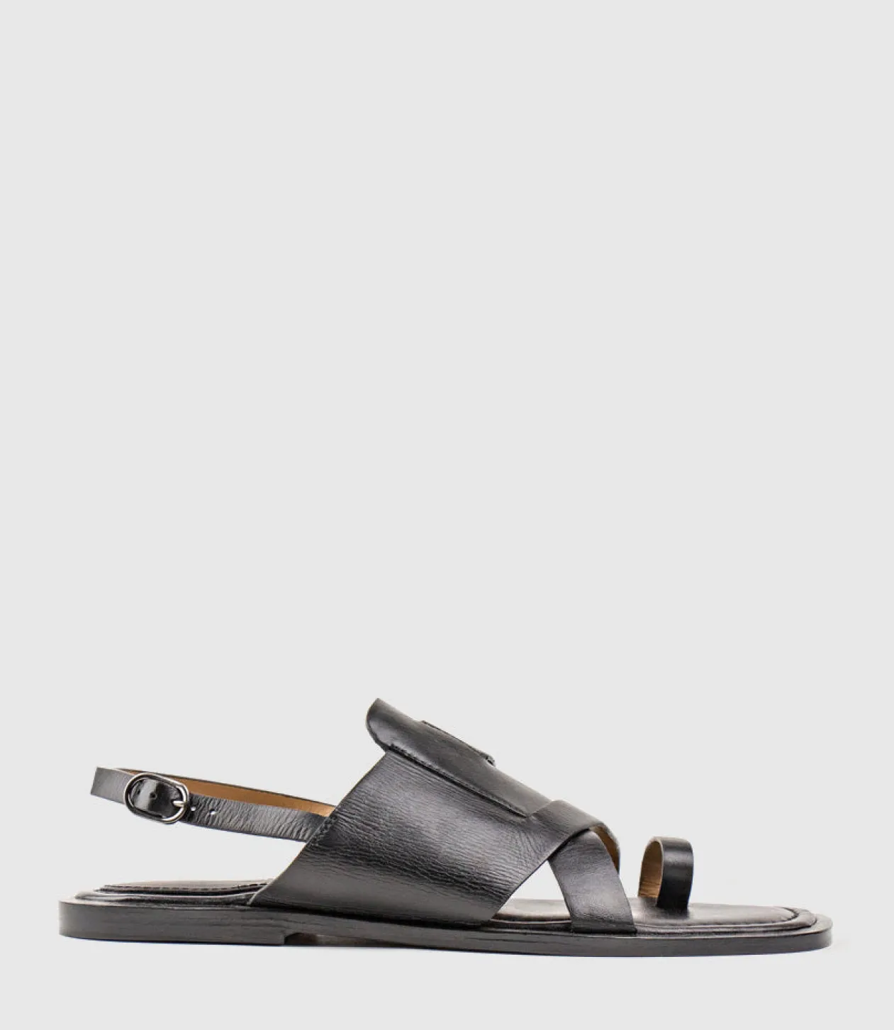 Tori Detailed Toe Thong With Backstrap In Black