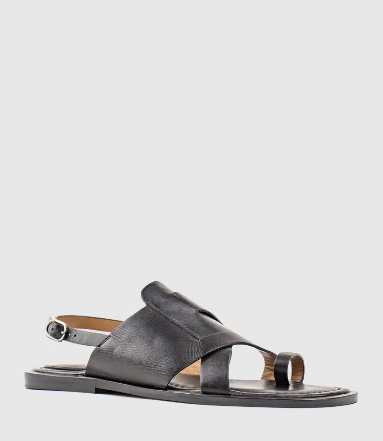 Tori Detailed Toe Thong With Backstrap In Black