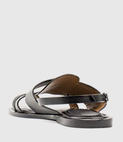Tori Detailed Toe Thong With Backstrap In Black