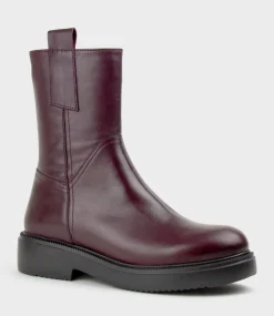Udo Ankle Boot On Rubber Sole In Bordeaux