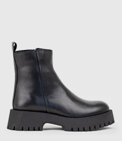 Ulani Ankle Boot On Thick Sole In Black