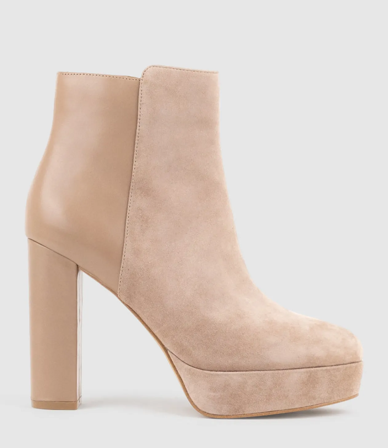 Ulias110 Half N Half Platform Boot In Nude Calf