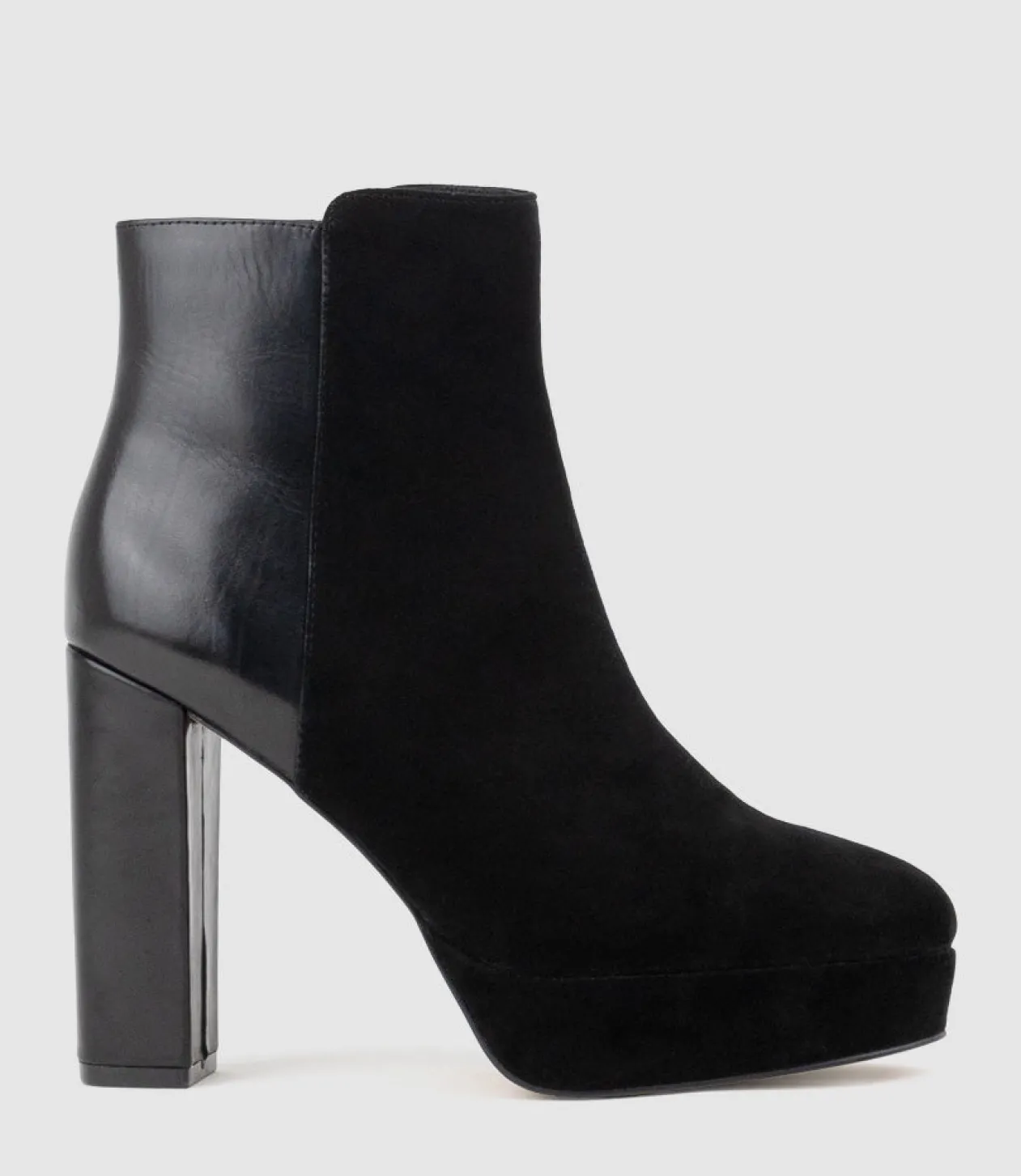 Ulias110 Half N Half Platform Boot In Black Calf