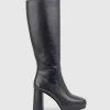Uma95 Platform Knee High Boot In Black