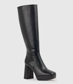 Uma95 Platform Knee High Boot In Black
