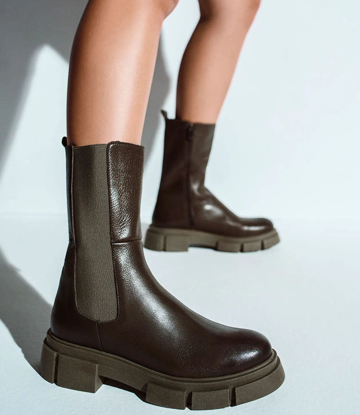 Umi Chukka Boot On Chunky Sole In Khaki