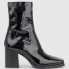 Undra80 Square Toe Ankle Boot In Black Patent