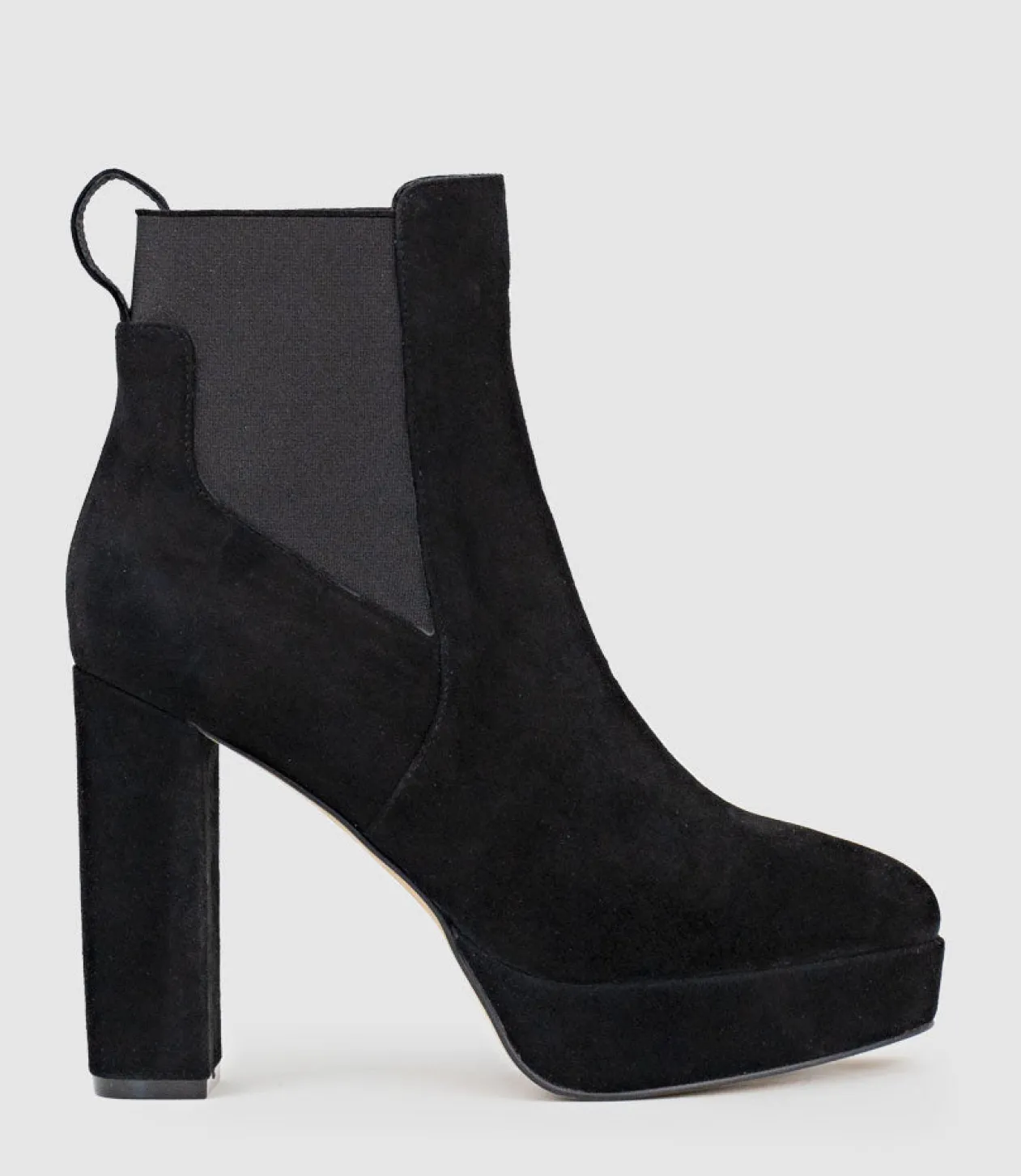 Ursa110 Block Heel Platform Boot In Black Suede
