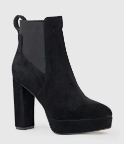 Ursa110 Block Heel Platform Boot In Black Suede