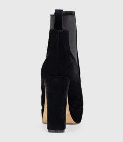 Ursa110 Block Heel Platform Boot In Black Suede