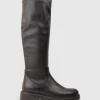 Vanya Knee High Boot On Rubber Sole In Black