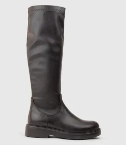 Vanya Knee High Boot On Rubber Sole In Black
