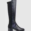 Vara40 Half And Half Knee High Boot In Black