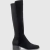 Vara40 Half And Half Knee High Boot In Black Suede