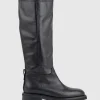 Vasile Knee High Boot With Gusset In Black