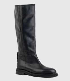 Vasile Knee High Boot With Gusset In Black