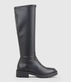 Vaught Stretch Knee High Boot In Black