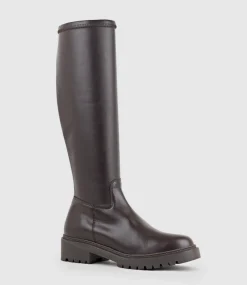 Vaught Stretch Knee High Boot In Brown