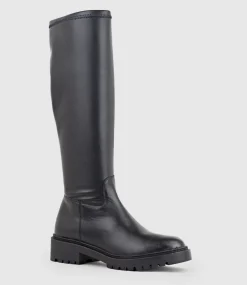Vaught Stretch Knee High Boot In Black