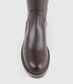 Vaught Stretch Knee High Boot In Brown