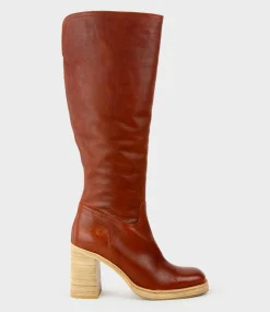 Veil Block Heel Knee High Boot In Rust