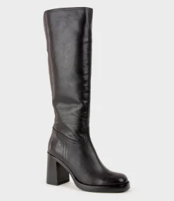 Veil Block Heel Knee High Boot In Black