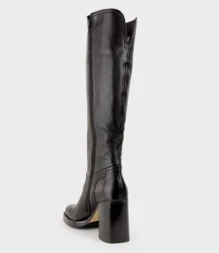 Veil Block Heel Knee High Boot In Black