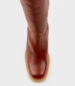 Veil Block Heel Knee High Boot In Rust
