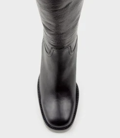 Veil Block Heel Knee High Boot In Black