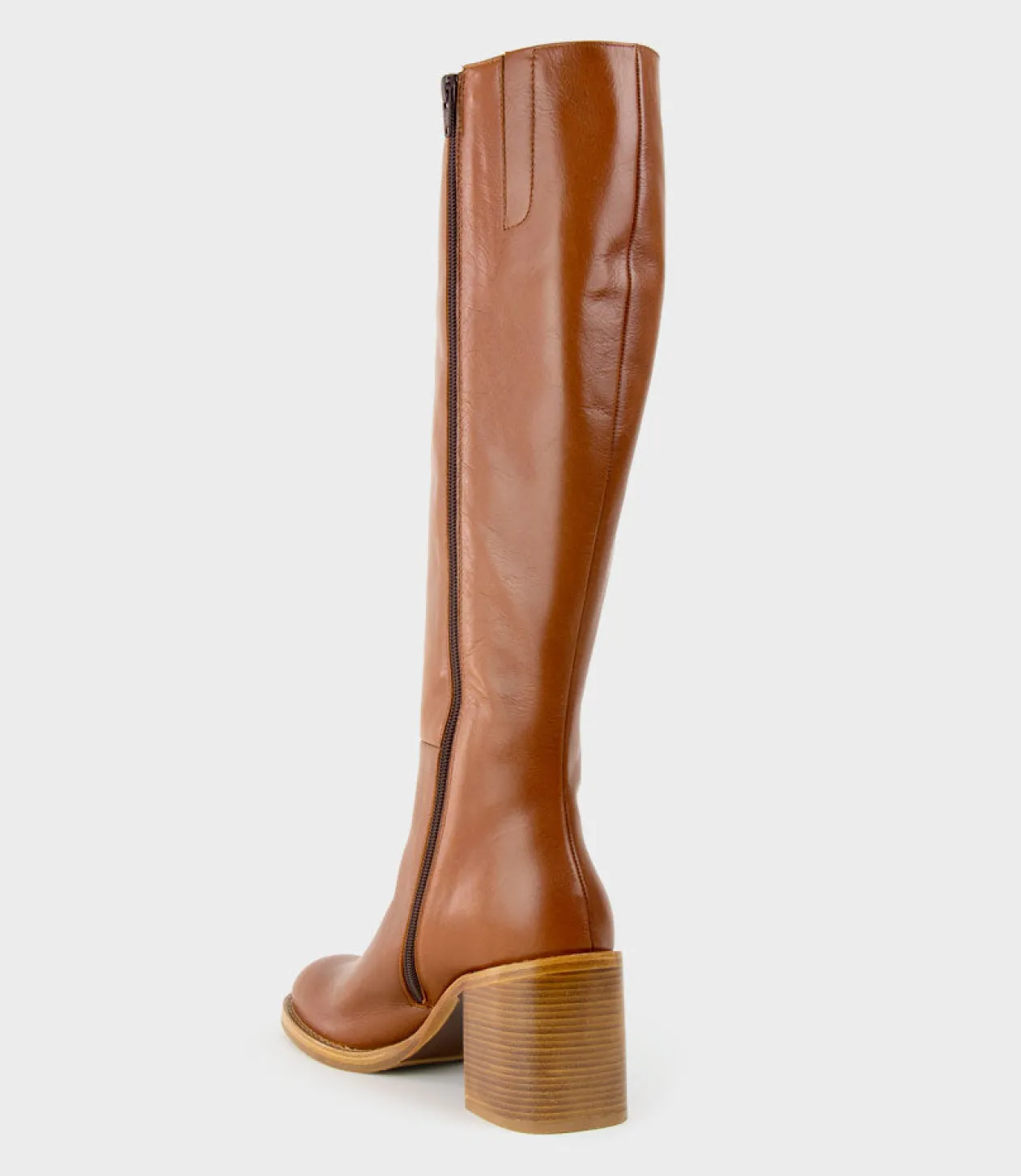 Vent Block Heel Knee High Boot In Tan