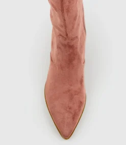 Verde Block Heel Otk Boot In Dusty Rose Suede