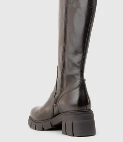 Verge Knee High Boot With Gusset In Black
