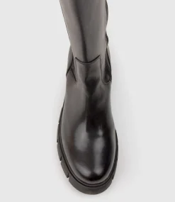 Verge Knee High Boot With Gusset In Black