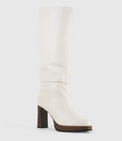 Verita95 Platform Knee High Boot In Offwhite