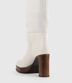 Verita95 Platform Knee High Boot In Offwhite