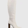 Verity95 Pointed Knee High Boot In Offwhite