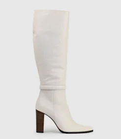 Verity95 Pointed Knee High Boot In Offwhite