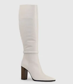 Verity95 Pointed Knee High Boot In Offwhite