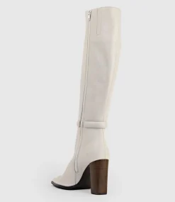 Verity95 Pointed Knee High Boot In Offwhite