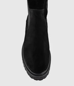Verne Knee High Boot With Gusset In Black Suede