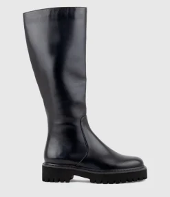 Vernon Knee High Boot On Eva Sole In Black