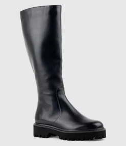 Vernon Knee High Boot On Eva Sole In Black