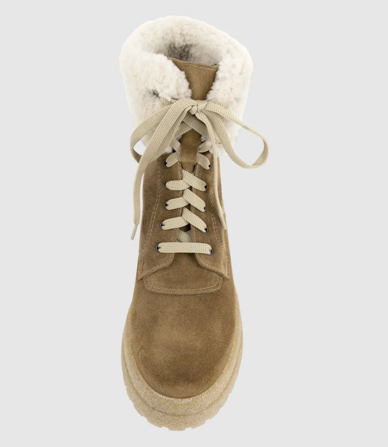 Victor Shearling Collar Lace Up Boot In Walnut Suede