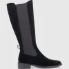 Vital30 Knee High Boot With Gusset In Black Suede