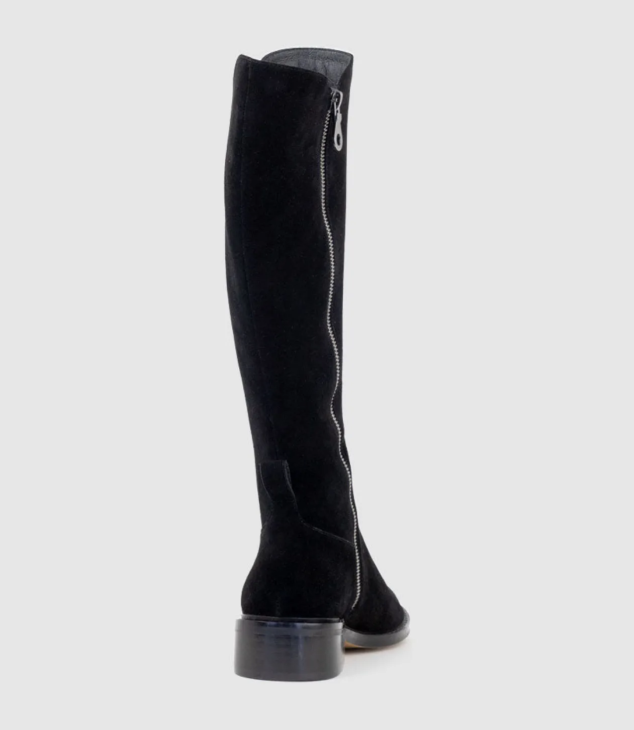 Vital30 Knee High Boot With Gusset In Black Suede
