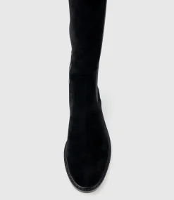 Vital30 Knee High Boot With Gusset In Black Suede