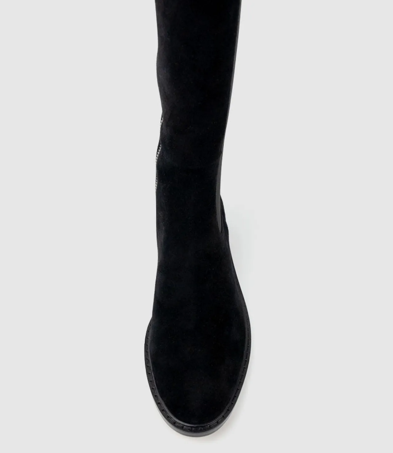 Vital30 Knee High Boot With Gusset In Black Suede